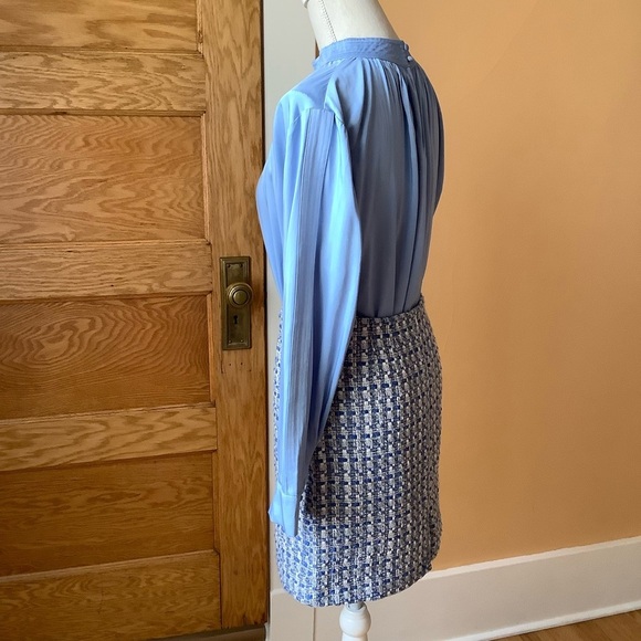 YAYA Women Bel Air Blue Gathered Blouse Size 36 - Picture 3 of 15